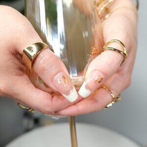 tipsy | Handmade Press On Nails | Coffin Medium | Nail Art | French Tipsy